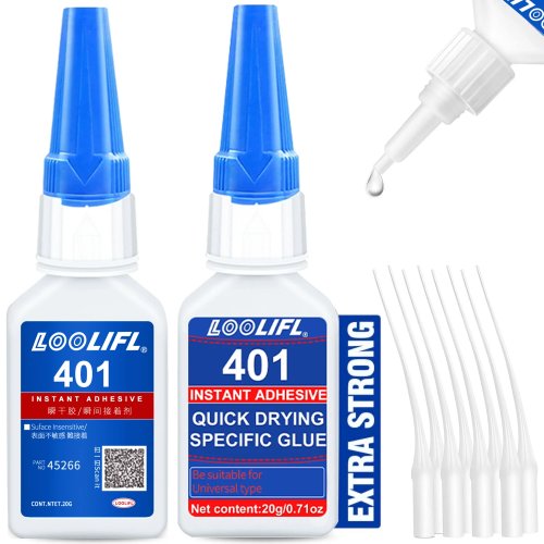 Pegamento 401 (Cianoacrilato) – Se seca en 5 s, Impermeable, Adhesivo multiusos y resistente