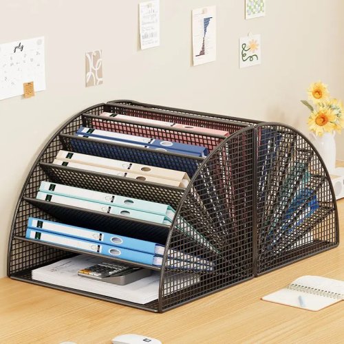 Organisateur de dossiers en métal, design éventail — porte-documents multi-étages pour bureau