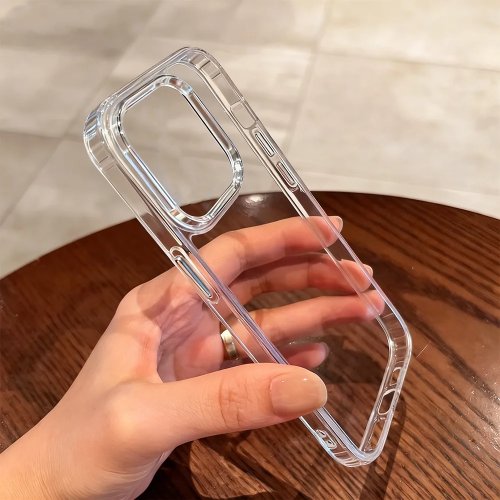 Coque rigide transparente en acrylique de luxe — anti-choc, dos transparent pour iPhone 17/17 Air/16/15/14 Plus/13/12/11 Pro Max