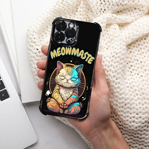 Funda para celular MEOWMASTE Gato Yoga — Divertida con acabado electrochapado, compatible con varios modelos