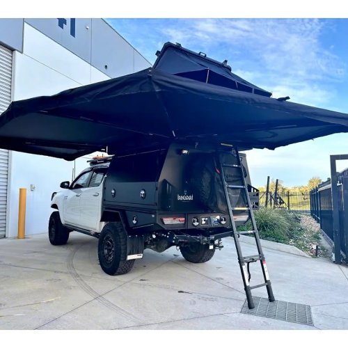 Toldo Remaco Overlanding 420D Oxford con luz LED — Autosoportado, cobertura 270°/360°, automático, impermeable, cierre D‑Zip para camioneta/coche/SUV