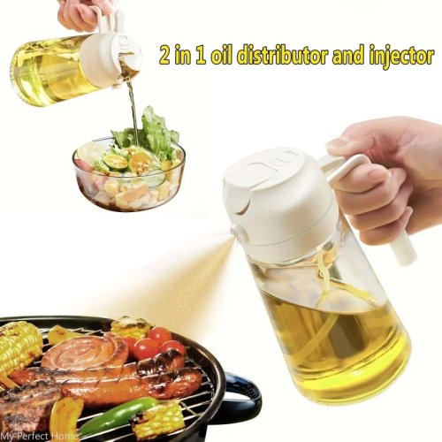 Spruzzatore olio 2 in 1 500 ml – Flacone spray/dispenser per olio d'oliva, BBQ, cottura e arrosti