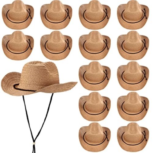JaGely Bộ 15 Mũ Cao Bồi Cói vành rộng, Dành cho Mùa Hè — Unisex, Phụ Kiện Tiệc Chủ Đề Western, Buổi Hòa Nhạc, Sinh Nhật