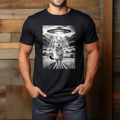 T-shirt infantil unissexo com estampa UFO/Alien 'Abduction', efeito vintage lavado, respirável para o dia a dia