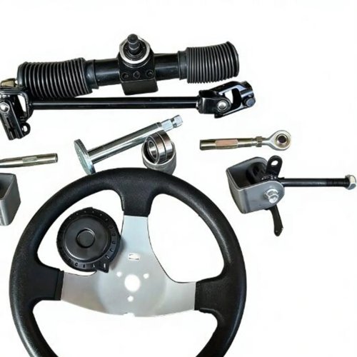 Volant go-kart 300 mm avec arbre métallique robuste et ensemble crémaillère/rotule — Pièce de rechange pour petits véhicules électriques