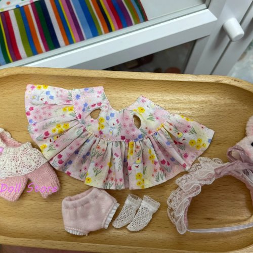 2026 Dula doll clothes - pink sweater cardigan & bunny headband set for OB11/GSC dolls
