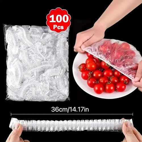 100 cái Nắp bọc bát dùng một lần - Túi nhựa an toàn thực phẩm để giữ độ tươi