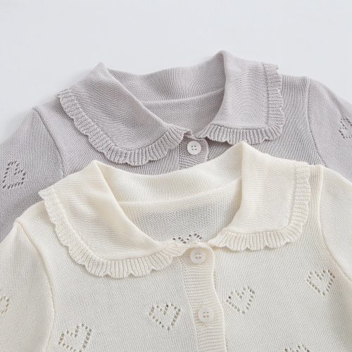 Veste légère bébé fille printemps/été — nouveau col à revers mignon, découpe en forme de cœur, veste casual polyvalente