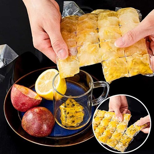 Kantong es sekali pakai dengan penutup otomatis, cetakan es susun mudah dilepas untuk koktail, makanan & wine — hingga 2400 buah es, pack 50