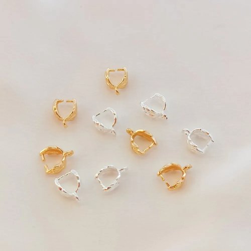 Bélières feuille et graine de tournesol plaquées or 14K/argent, griffes cristal/jade — pièces pour bijoux DIY
