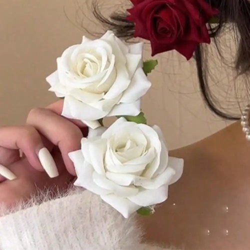 Kẹp tóc hoa hồng đỏ phong cách cổ điển, hoa giả, kẹp mỏ vịt cho nữ (phong cách Mori)