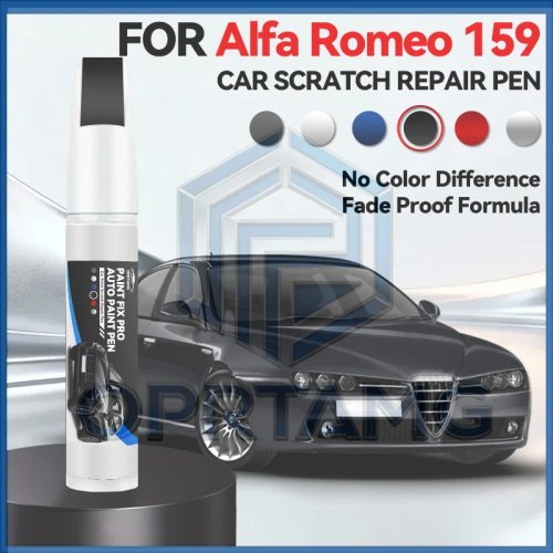 Rotulador de retoque de pintura para Alfa Romeo 159 (1996–2025) — Reparador de arañazos DIY, Negro/Blanco