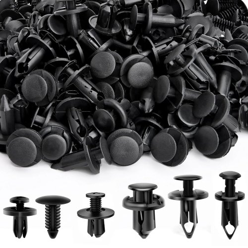 Kit 190 piezas de sujetadores para coche — 6 modelos, remaches/clips universales en ABS para molduras y parachoques, incluye tornillos