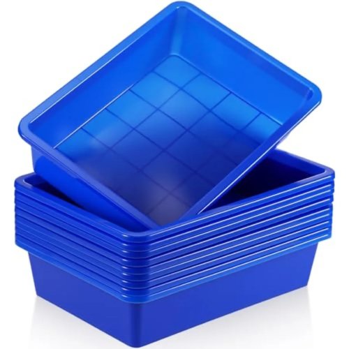 Lot de 10 plateaux à courrier empilables en plastique – organiseur plat pour école et bureau