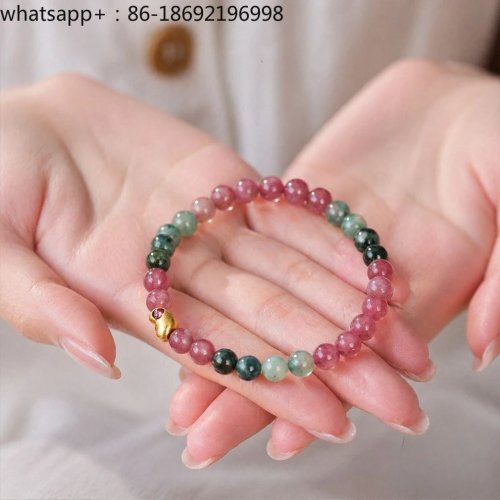 Pulsera con barra de turmalina rosa