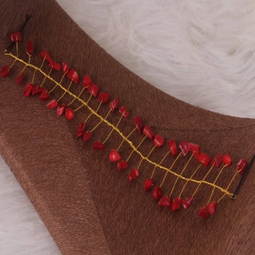 Set gioielli per capelli in corallo rosso da sposa — accessori capelli stile africano per matrimoni nigeriani, fatti a mano