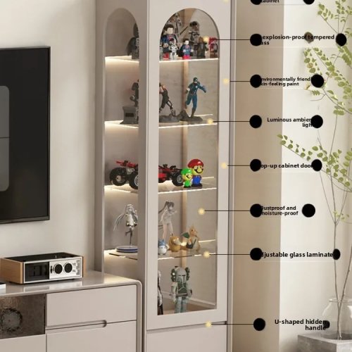 Tủ trưng bày gỗ nguyên khối cánh kính, chống bụi — tủ trưng bày phòng khách / tủ bên để rượu