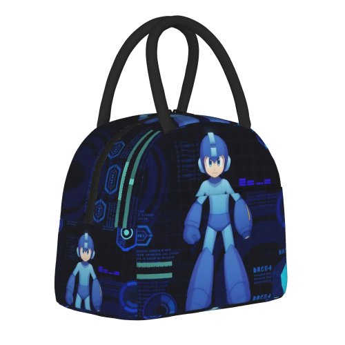Mega Man insulated lunch bag – portable thermal cooler lunch box for men & women, food container for work, school & picnics