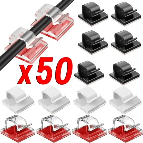 Клипсы для кабелей 10/20/50 шт. – Самоклеящиеся держатели для USB-кабелей, органайзер проводов для стола, для дома и офиса