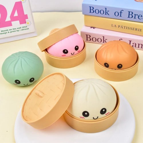 Squishy «dumpling» anti-stress coloré - balle fidget slow-rising, douce à presser pour enfants et adultes