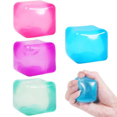 Đồ chơi bóp vuông trong suốt có âm thanh — đồ chơi cảm giác giảm căng thẳng, màu ngẫu nhiên