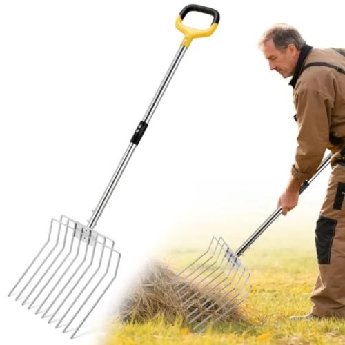 AugFir 127 cm (50 in) Garden Pitchfork – Multifunction Stainless Steel Fork with Long Handle for Digging & Spreading Fertilizer
