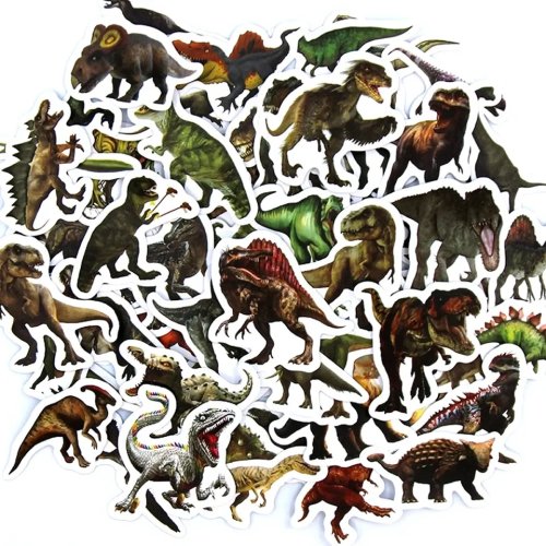 Pegatinas de dinosaurios divertidas (10/50/100 pzas) — Stickers tipo cartoon para niños, laptop, celular, bicicleta, maleta, auto