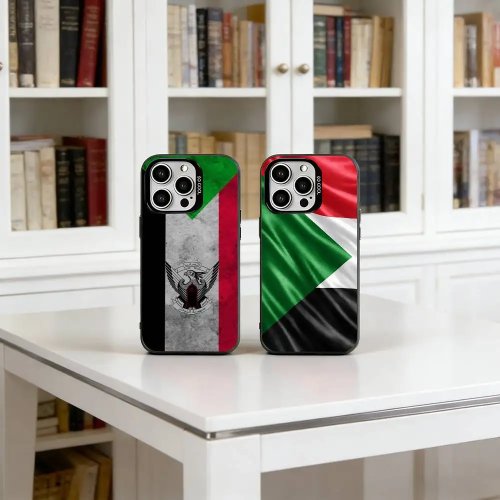 Funda iPhone con bandera de Sudán color plata, compatible con iPhone 17/16/15/14/13/12/11/XS/Plus/Pro Max
