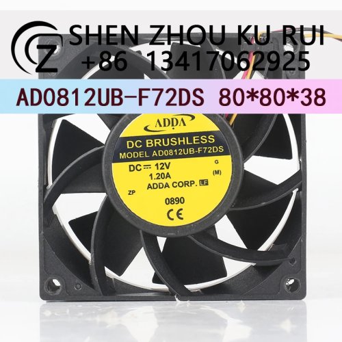 พัดลมระบายความร้อน ADDA AD0812UB-F72DS 80×80×38 มม. 12V 1.2A สำหรับอินเวอร์เตอร์/ตู้คอนโทรล แรงลมสูง