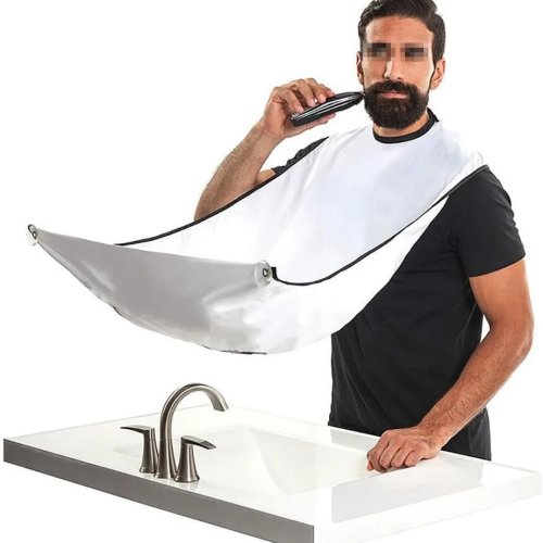 Bavette de barbe étanche pour homme — tablier récupérateur de poils antiadhésif avec ventouses, idée cadeau de Noël pratique