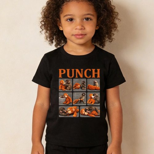 Playera bebé/infantil con estampado de mono 'Punch' linda, diseño con peluche, playera unisex de tendencia para niños y niñas