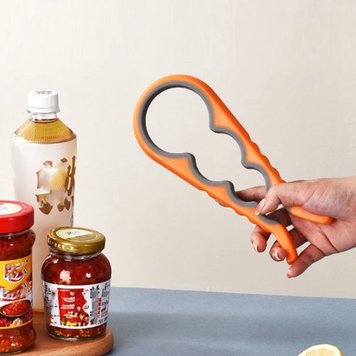 4-in-1 Jar, Can & Bottle Opener — Multifunctional Lid Gripper, Easy-to-Use Kitchen Tool