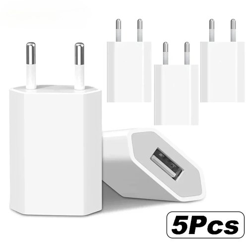 Мережевий USB-зарядний 5V з євровилкою, 1–5 шт., сумісний з Samsung, Xiaomi, Redmi, Huawei