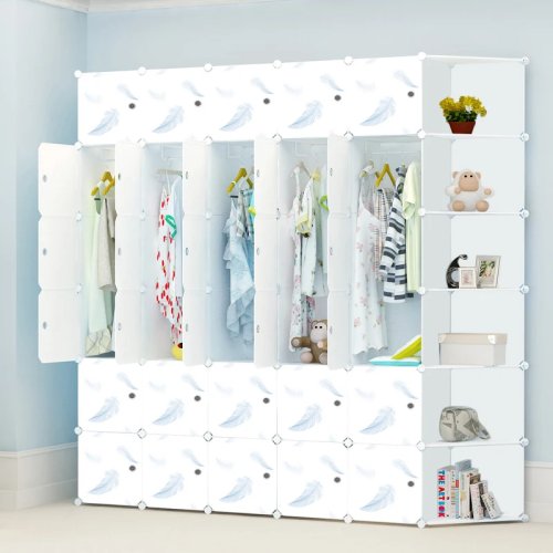Armario modular minimalista estilo nórdico de cubos tela/plástico — Armario abierto para bebé y recámara