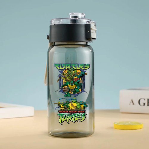 Butelka na wodę Teenage Mutant Ninja Turtles, półprzezroczysta plastikowa z nadrukiem anime, sportowa dla dorosłych, szczelna i przenośna, idealna na prezent