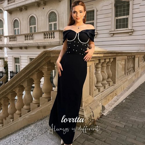 Robe de soirée sur mesure Lorrtta style Elie Saab — robe cocktail/soirée noire élégante pour invitée de mariage