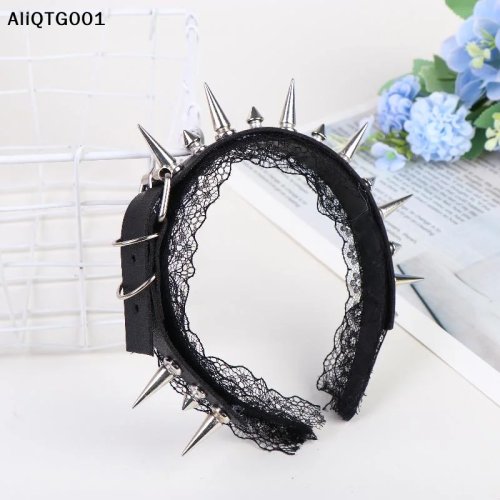 Băng đô tóc gothic punk có đinh tán và ren — phụ kiện tóc vintage/cosplay cho nữ và bé gái