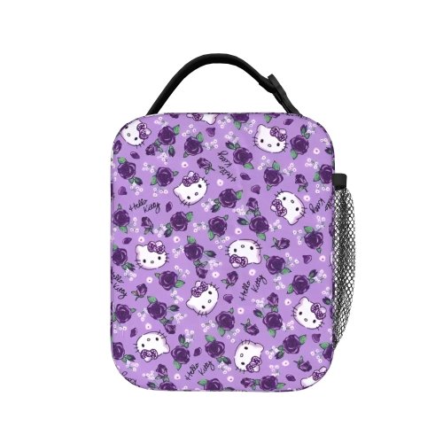 Hello Kitty Violet Insulated Lunch Bag – Large Reusable Cooler Tote for School & Outdoors