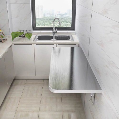 Table murale pliante en inox 304 — table rabattable pour cuisine/salle à manger sans perçage