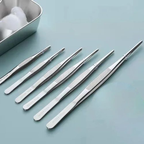 Pinzetta angolata in acciaio inox multifunzione, pinza lunga per acquario e alimentazione animali, antiscivolo