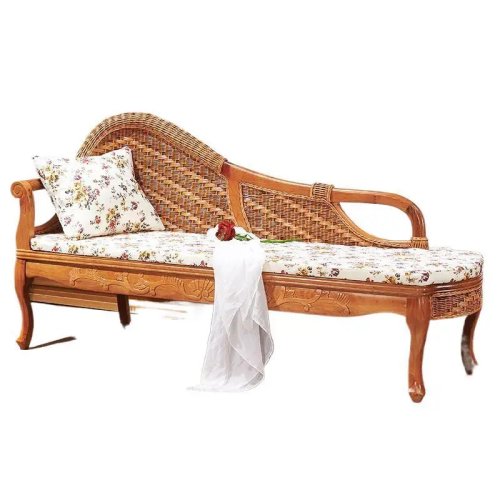 Chaise longue in rattan naturale per appartamento piccolo — poltrona/lettino relax per soggiorno