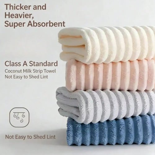 Conjunto 2 toalhas de banho em veludo coral cores candy — secagem rápida, mais grossas, muito absorventes, anti‑pelusa, padrão ondulado, tamanho adulto