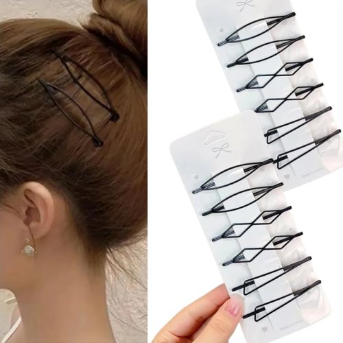 12 stuks zwarte minimalistische geometrische haarspelden voor dames, retro matte afwerking – haaraccessoires