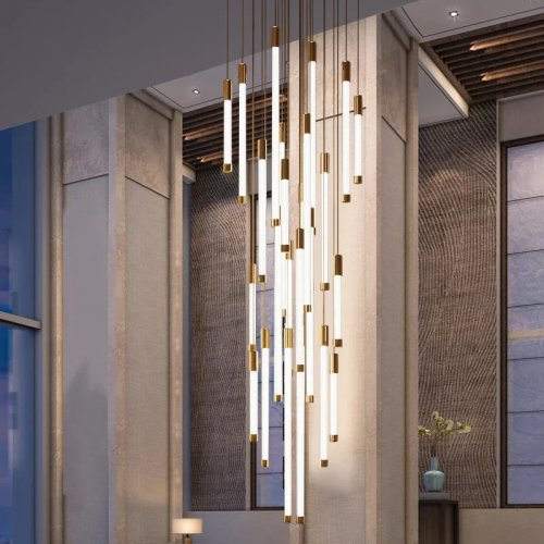 Minimalistische lange LED-hanglamp in Italiaanse stijl, draaibaar – voor trap, loft, villa of duplex – hoogwaardige interieurverlichting