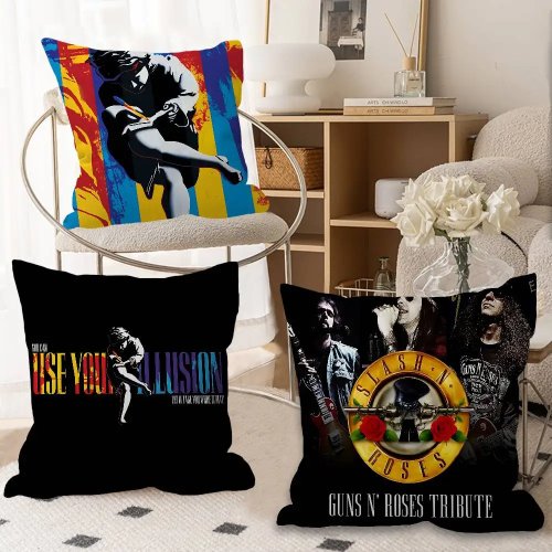 Capa de almofada Guns N' Roses — capa decorativa para sofá, cama ou cadeira, design rock