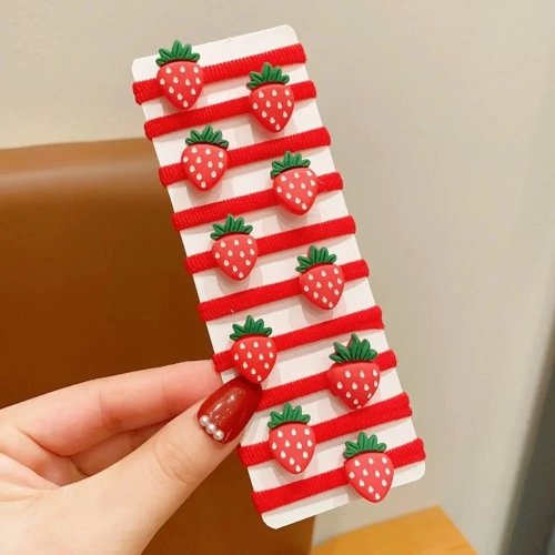 Élastiques cheveux fraise 2,5 cm, lot de 10 - élastiques rouges mignons pour filles et femmes