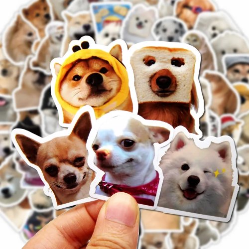 Grappige hondenstickers — Cartoonstickers voor laptop, telefoon, gitaar, fiets, koffer, auto en kinderen