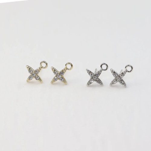Eruifa 8 pz connettori orecchino stella 10 mm con strass, ciondoli in lega di zinco per gioielli fai-da-te
