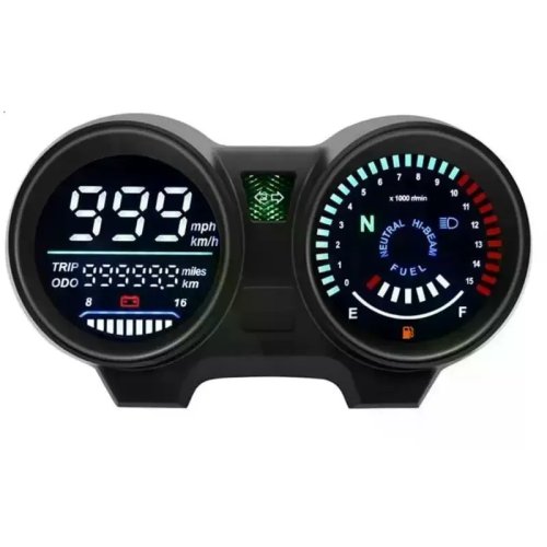 عداد سرعة رقمي LED للدراجة النارية — قياس السرعة، عداد RPM، مؤشر الوقود ومقياس الفولت لهوندا TITAN 150/CG150/Fan150 (البرازيل 2010–2012)