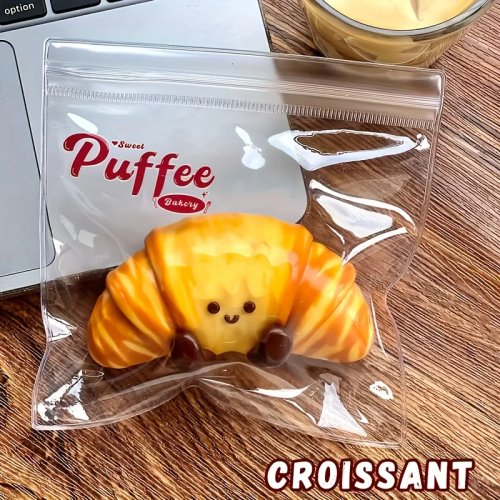 Croissant de silicona hecho a mano – juguete antiestrés para apretar (squishy), llavero/colgante y adorno; perfecto como regalo de cumpleaños, Halloween o para relajarse en clase